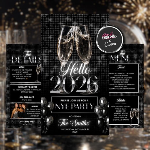 HELLO 2026 Evite | Gold 2026 NYE Party Digital Invite | New Year’s Party Invitation Template | Holiday Party Evite | Xmas and NYE Evite - Etsy UK