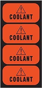 Coolant Sticker | | Antifreeze Sticker - Heavy-Duty, Weatherproof, Ultra Durable – USA Made (2x1 inch), 4 Labels