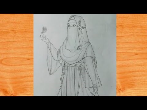 How to draw Muslim girl drawing // simple girl drawing// beautiful girl drawing