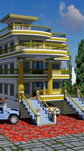 Beautiful Village housedesign |Beautiful 3D House Animation #elevation#frontelevation#hindi