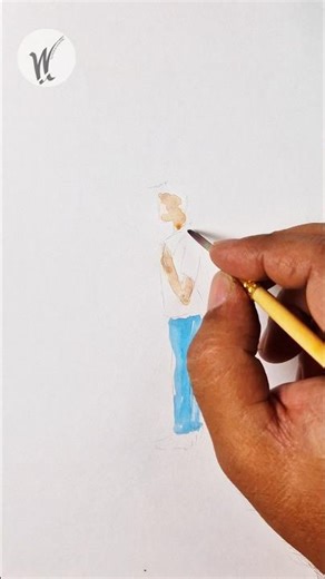 easy human figure paint | watercolur paint step by step #shorts #art #drawing #ytshorts #arttutorial