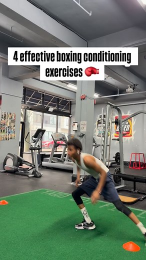 1. Side Lateral Movement Cone Touch Great for footwork, reaction time, and conditioning. Quick side steps low touches mimic real fight movement. 2. Incline Treadmill Run Set that incline to 10–15% and push steady. Builds serious leg endurance and fight-round stamina. 3. Treadmill Sprint Intervals 30–45 sec all-out sprints followed by 1 min recovery. Explosive power gas tank = knockout formula. 4. 100-Calorie Ski Erg Finisher Full-body burn. Targets shoulders, back, and core — perfect for staying