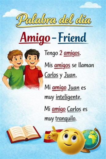 Palabra del día-Amigo! #spanishvocabulary #español #amigos #friends #friend #friendship #shortvideo