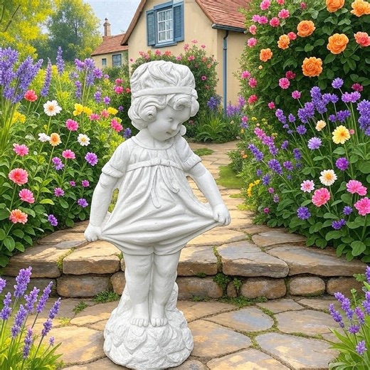 22 Inch Bashful Betty Concrete Garden Statue Girl Lawn Ornament Yard Art Sculpture Decor Gift - Etsy