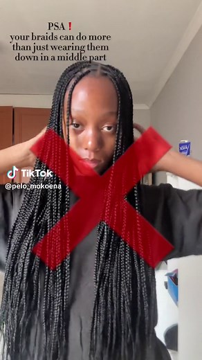 My babe , enough of the middle part, heres some #braidshairstyles to help you switch it up 🫵 The whole point of braids is to be easy and versatile so give them a chance tuu