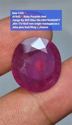 bisa COD💥AY642💥Ruby Purplish Red,harga Rp 800 Ribu Wa 085792493877,dim 17x15x5 mm origin