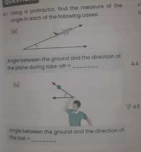 Using a protractor, find the measure of the angle in each of th... | Filo