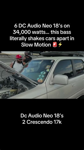 6 DC Audio Neo 18’s on 34,000 watts… in slow motion.” 🚨⚡️#caraudio #DCAudio #Neo18