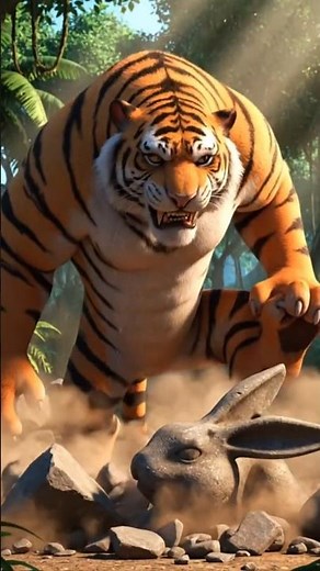 Tiger vs Rabbit Statue! 🐯💥 Epic Jungle Action #action #junglestory #viralshorts #tiger