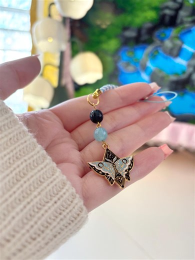 Blue Moth Phone Charm, Bag Charm, Purse Charm, Birthday Gift, Christmas Gift, Gifts for Her, Handmade Jewelry, Gift for Friend - Etsy