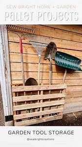 The EASIEST pallet project I’ve ever done! This pallet tool storage is not only super easy and quick to make, but it’s incredibly functional! Comment MORE for the full video to learn how you can make this pallet tool storage too! If you like it, save & share this idea! #palletprojects #pallettoolstorage #upcycledpallets #palletideas #palletinspiration #sewbrightcreations #recycledpallets #beginneringwoodworkingprojects Pallet tool storage | Pallet Inspiration | Pallet Project | Garden tool stora