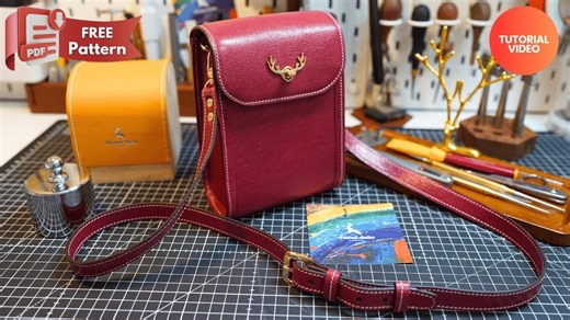 【手工皮具】📱红色迷你包包 PDF免费图纸 | 手工皮具培训 | 手工皮具教学 | 手工兴趣爱好DIY | 手工皮具网课 | 手工DIY