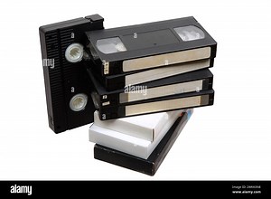 Pile of VHS video cassettes. Vintage media. Isolate on a white background Stock Photo - Alamy