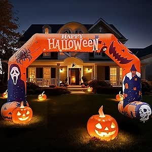 OZIS 20Ft Halloween Inflatable Arch Decoration with Powerful Blower Outdoor Inflatable Archway Blow up Inflatable Decorations for Halloween Party Advertising Commerce Community Event (No Light)