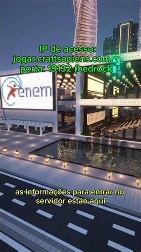 IP: jogar.craftsapiens.com.br gratuito Java e Bedrock #craftsapiens #minecraft #enem #enem2025