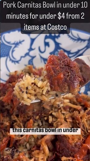 Quick Pork Carnitas Bowl recipe with Seeds of Change and Del Real from Costco
