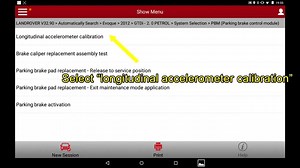 before doing the #Longitudinal Accelerometer Calibration, you should to note that turn off the engine before implementation, remove and reinstall the parking brake module and ensure the voltage reaches the standard value of 12.5V. #LaunchTech #Vehicle #Automotive #Diagnostic | Launch Tech Co.,Ltd