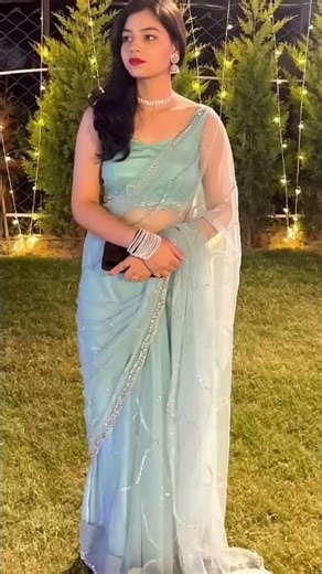 Crepe Silk Ombre Saree in Green, Yellow & Beige | Festive & Special Occasion Saree |