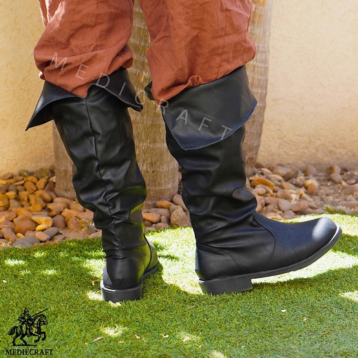 Renaissance Pirate LARP Boots – Medieval Viking Knight Boots for Cosplay, PU Leather Retro Warrior , Fantasy Roleplay Faire Costume Boots - Etsy
