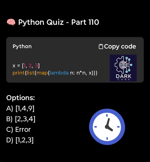 "💻 Time to put yourself to the test!" 🧠 Want to challenge your skills? Try our quizzes now! For Dark Codefor more interesting Quiz 🔁 Consistent practice = consistent growth 🎯 Test your knowledge today and level up! 🚀 #ProgrammingQuiz #CodePractice #LearnToCode #DeveloperLife #DarkCode #TechQuiz #QuizTime #CodeChallenge #DailyQuiz #ProgrammingJourney | Dark Code