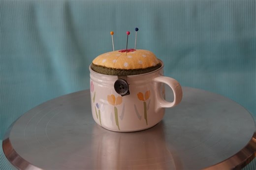 Double Sided Hand-embroidered Pincushion in a Mug - Etsy