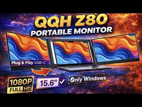 QQH Z80 Portable Monitor Review🔥Triple Screen Setup | 1080p #QQHZ80