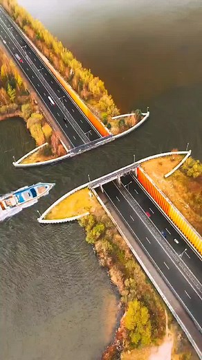 Stunning Aerial View of a Modern River Bridge