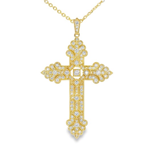 Diamond Cross Pendant: 14k Gold, 0.96 Carat Sparkle - Etsy