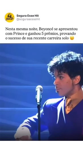 Segura Esse Hit on Instagram: "Em 2004, na 46ª edição do Grammy Awards, Beyoncé realizou uma performance histórica ao lado de Prince, em um momento decisivo de sua carreira solo após o lançamento de Dangerously in Love. Na mesma noite, ela venceu cinco prêmios, empatando o recorde de maior número de vitórias por uma artista feminina em uma única cerimônia. O dueto misturou clássicos de Prince com “Crazy in Love” e marcou simbolicamente a consolidação de Beyoncé como uma das maiores forças da mús