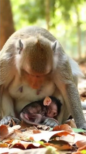 Rhesus Macaque Gives Birth Above a Restless Jaguar Below #babymonkey #forestlife #monkey