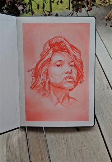 I think I deserve to be painted too. After making so many portraits, I never really thought of myself. But alas, I had no subject / ideas! So I took a selfie and painted myself a self-portrait. Using only one color, red, since I'm clearly obsessed and possessed! 😝🤣 #painting #watercolor #portrait #selfportrait #red