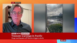 'Probably the sixth or seventh largest earthquake we've ever recorded since at least the year 1900' Professor Harold Tobin from the University of Washington in Seattle spoke to #BBCBreakfast after a magnitude 8.8 earthquake hit far-eastern Russia, triggered tsunami warnings across the Pacific Ocean https://www.bbc.co.uk/news/live/c3r4x9yrrg4t | BBC Breakfast