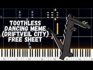 Toothless Dancing Meme (Driftveil City) PIANO TUTORIAL FREE SHEET IN THE DESCRIPTION!!! 😮