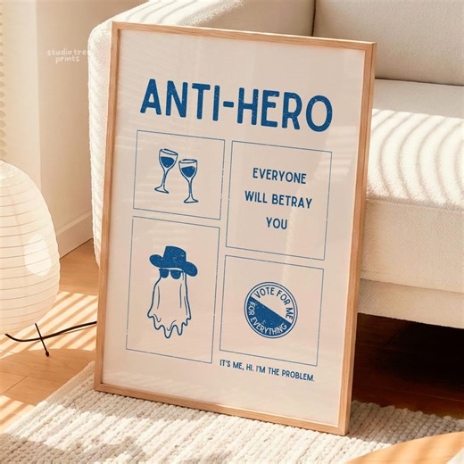 Anti-hero Print, I'm the Problem Poster, Blue Vintage Retro Grid Wall Art (digital Download) - Etsy