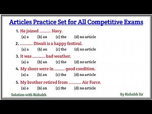 Articles A An The questions | Articles A An The in English Grammar | Articles Practice Set Exercise
