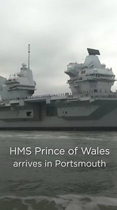 19K views · 745 reactions | HMS Prince of Wales has arrived in Portsmouth for the first time! ⚓  Thousands of people lined the city's sea walls to welcome the Queen Elizabeth-class ship as two Hawk jets and a Wildcat helicopter completed a flypast ✈️ MORE: https://www.forces.net/news/hms-prince-wales-portsmouth-aircraft-make-first-visit | Forces News | Facebook