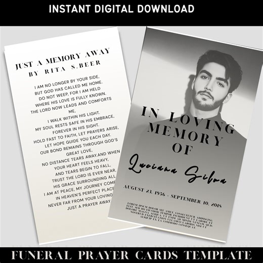 Editable Funeral Prayer Cards Template: Celebration of Life (canva PDF) - Etsy