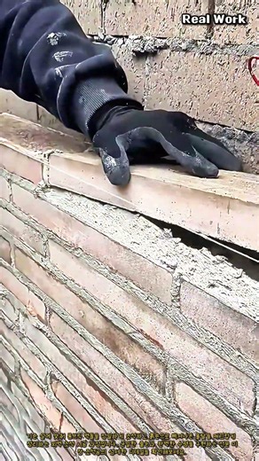 실 기준으로 맞추는 롱브릭 벽돌 조적 및 몰탈 정리 작업 #worker #process #bricklaying #masonry #construction