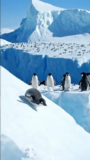Penguin Jumps From Ice Cliff Into The Ocean! 🐧❄️ #Shorts