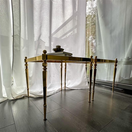 Vintage Pair Side Tables Brass and Smoked Glass | French Hollywood Regency End Tables | Vintage Mid Century Modern Furniture | Luxus Tables - Etsy