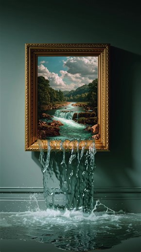 Surreal Masterpiece: Living Waterfall Art