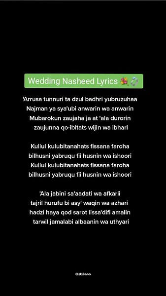 Lirik Wedding Nasheed Arabic Song
