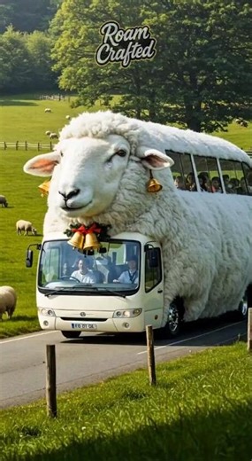 🐑🌿 Sheep Shepherd Bus | Peaceful Countryside Cinematic Ride | AI Realism 4K 🚍✨