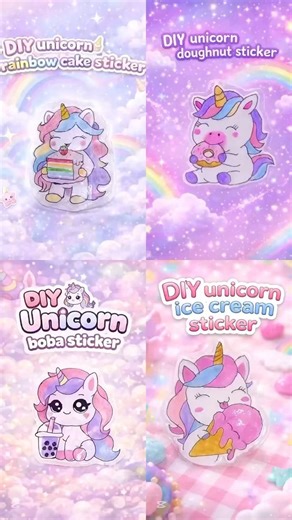 Making the CUTEST Unicorn Food Stickers Ever 🦄💖✨ (Compilation) #shorts