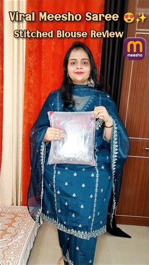 Viral Red Saree with Stitched Blouse | Meesho Partywear Look