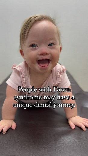 Happy Down Syndrome Awareness Month: Post #2! Did you know people with Down syndrome may have a unique dental journey? Finley’s first tooth erupted around 12 months, later than a typical baby. Her tooth was also shaped like a capital M, the sharpest capital M you’ve ever seen! It was causing her pain when she bit her tongue (and nursing wasn’t super fun 😬🫣). So, on her first dentist visit they suggested filing it down a smidge. It only took a couple of seconds and she did great. Now, we’re bot