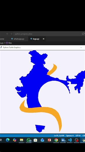 Created an India Map using Python Turtl Python #TurtleGraphics #Coding #IndiaMap #BeginnerProject