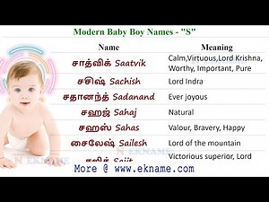 Modern Tamil Boy Names With S | ஆண் குழந்தை பெயர்கள் | Baby Names Tamil