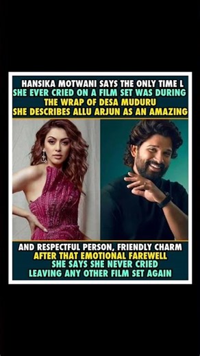 Hansika Motwani Got Emotional at Desamuduru Wrap 💔 | Praises Allu Arjun’s Kindness#trendingnow