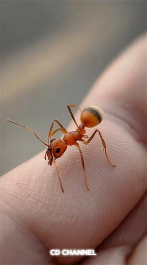 Red Ant Climbs on Finger With Close-up View in my hand || #ant #aivideo